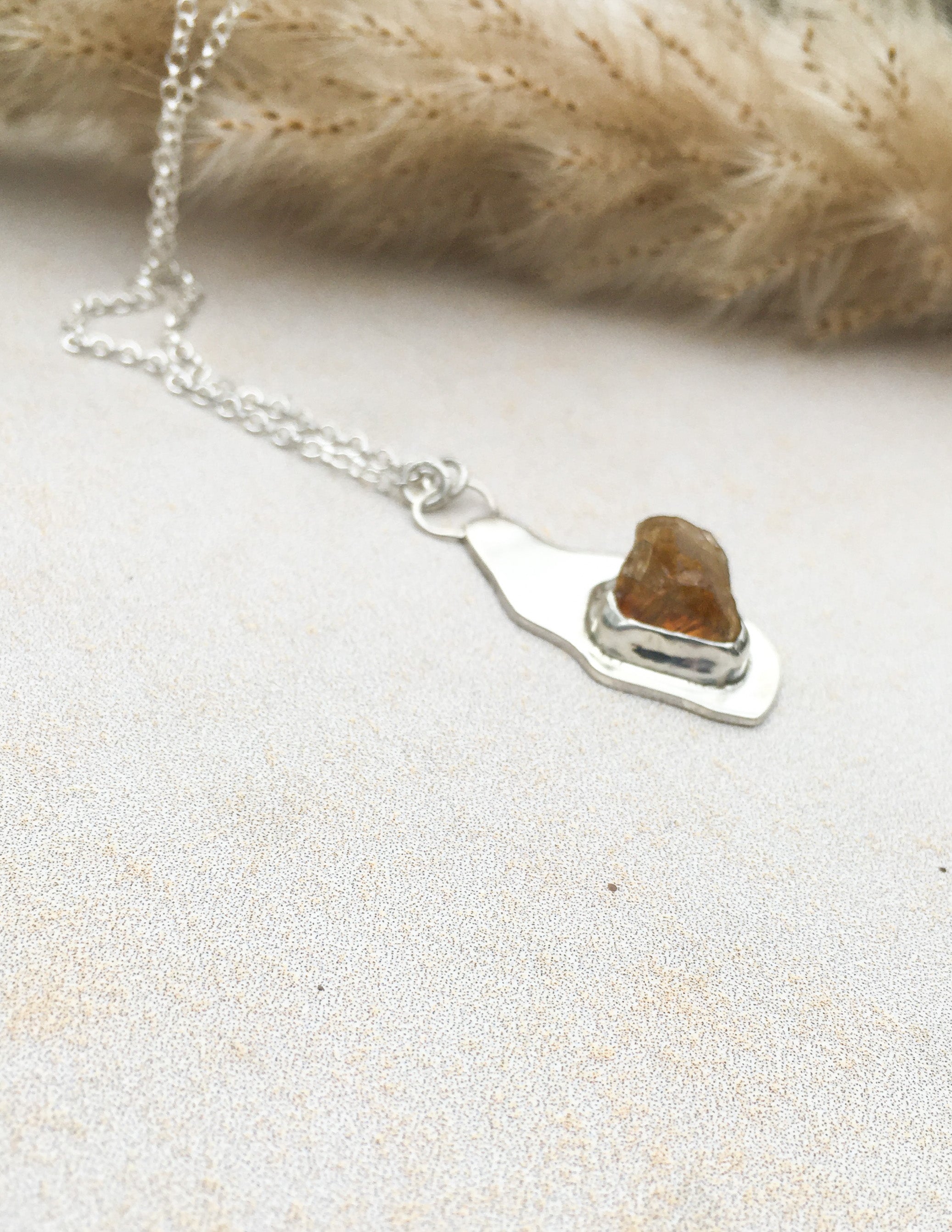 Organic Citrine crystal unisex necklace