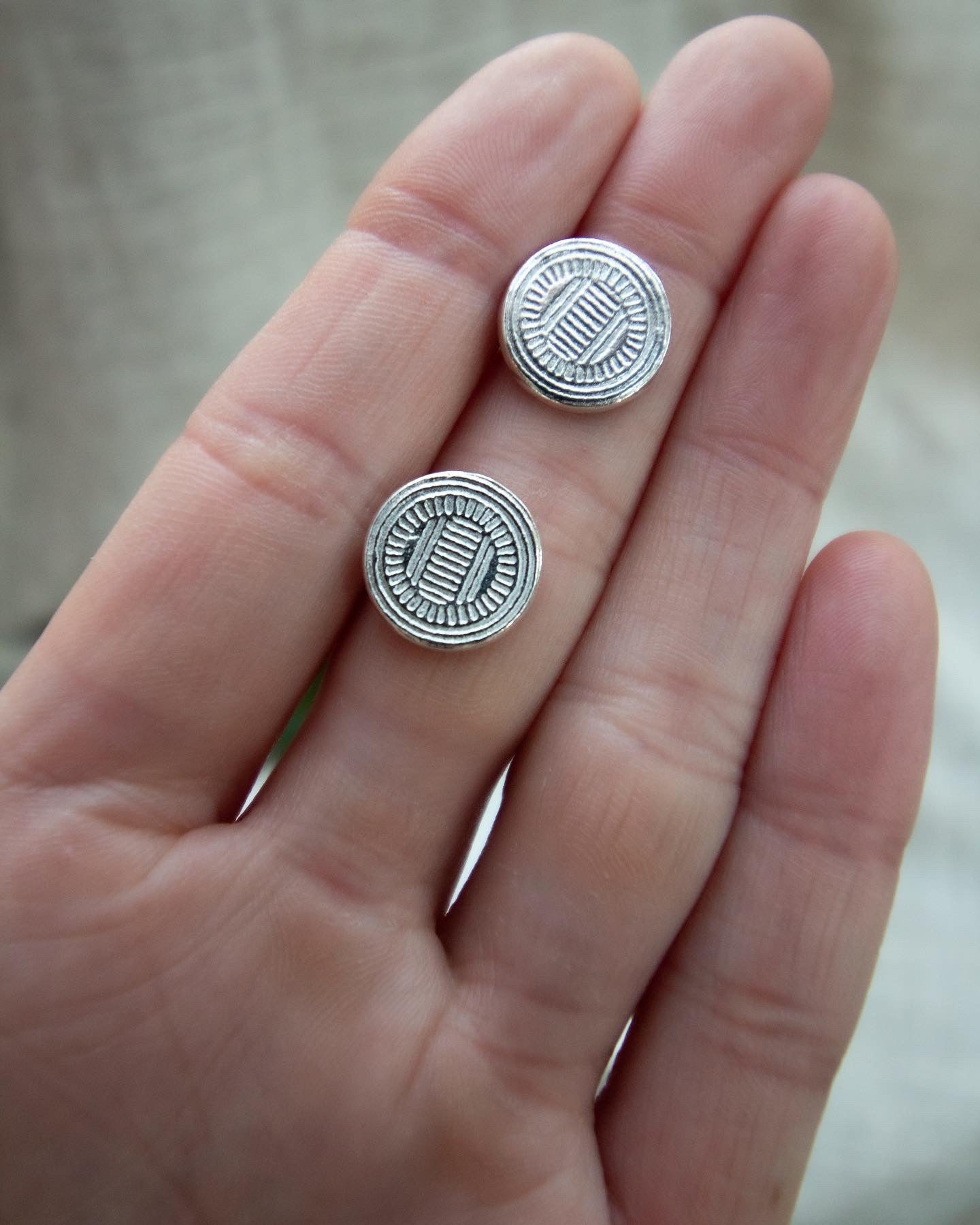 Empress coin sterling silver stud earrings