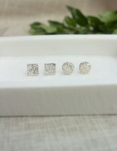 Flat hammered circle and square studs