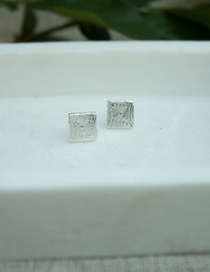 Square geometric pattern stud earrings