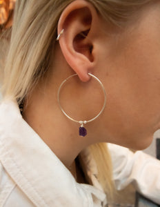 Amethyst crystal hoops