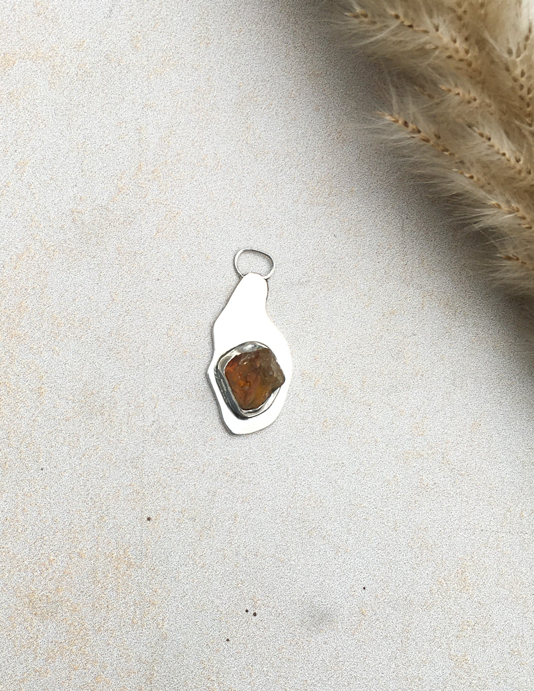 Organic Citrine crystal unisex necklace