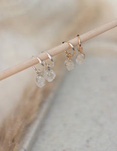 Mini raw Clear Quartz hoops