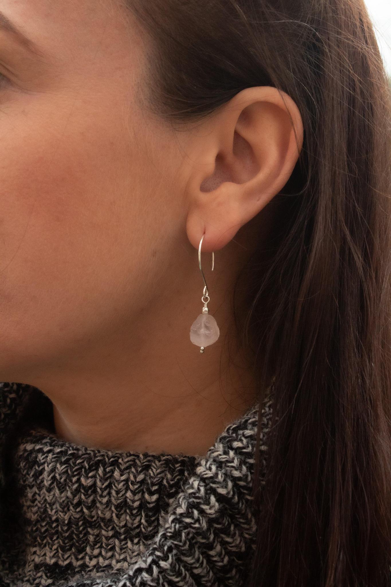 Rose Quartz crystal earrings