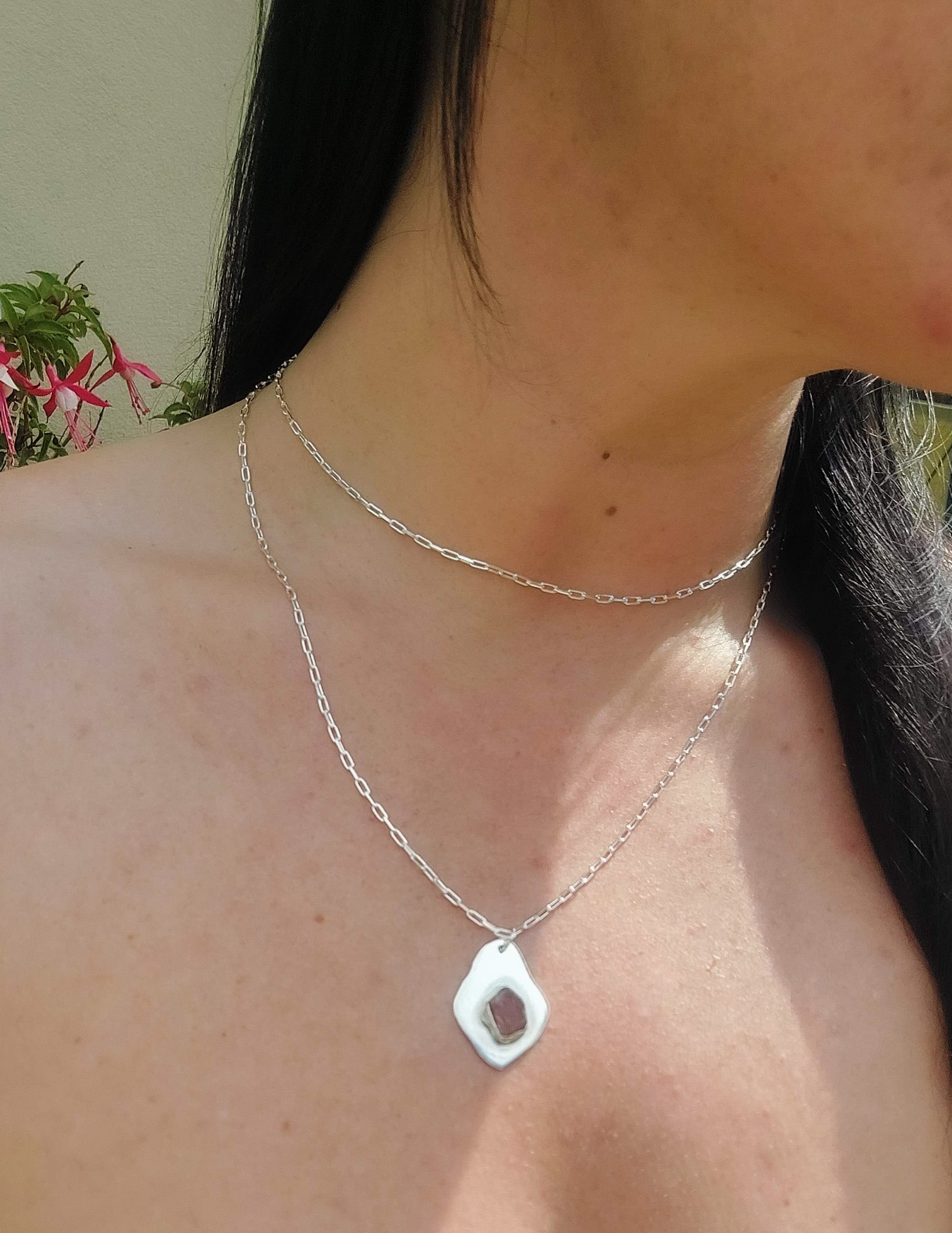 Organic Suntone crystal unisex necklace