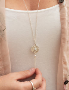 Ogee tassel long chain necklace