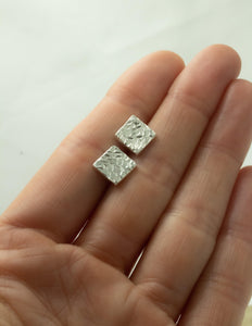 Flat hammered square studs - BlossomJewellery