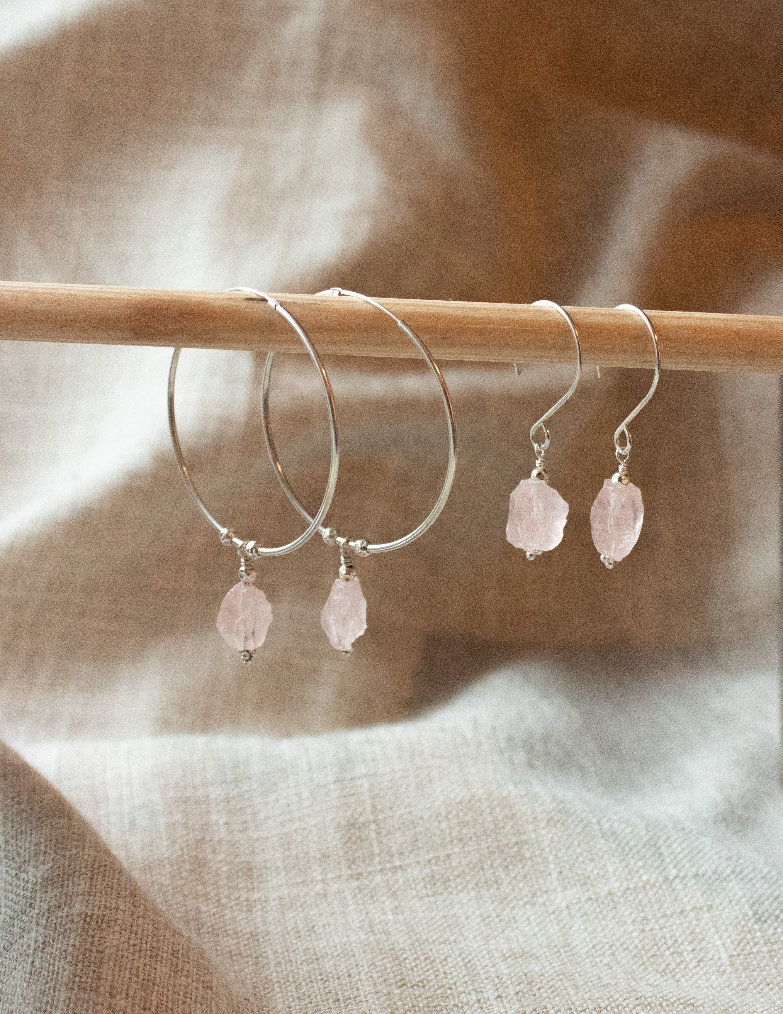 Rose Quartz crystal earrings