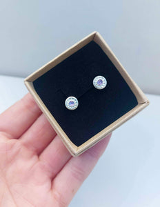 Tiny flower birthstone stud earrings