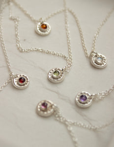 Tiny flower birthstone pendant necklace