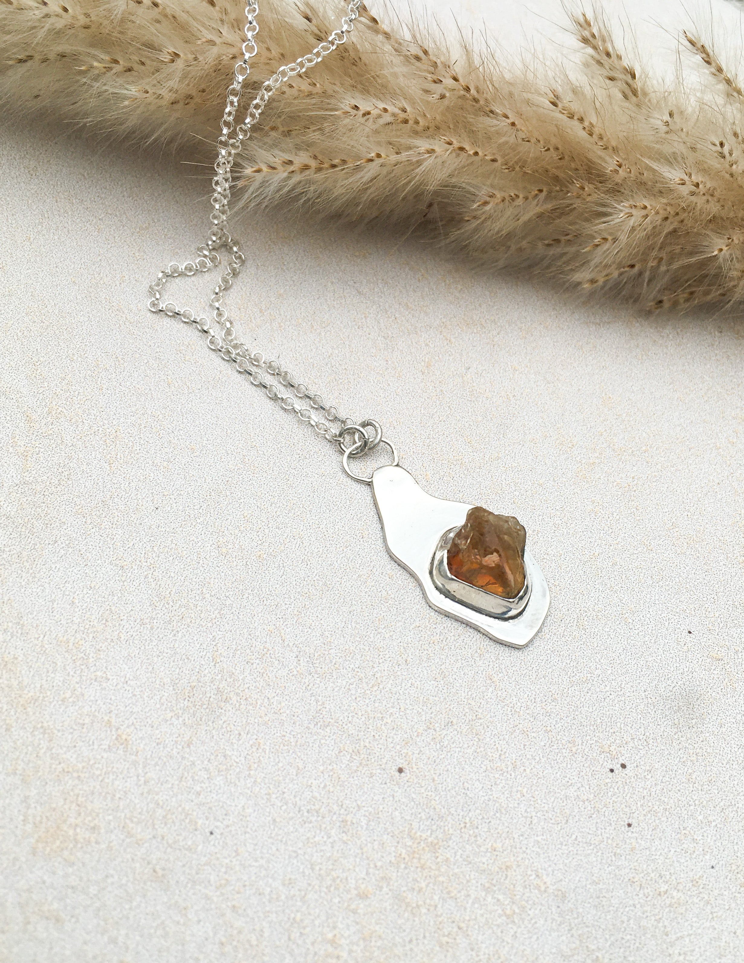 Organic Citrine crystal unisex necklace