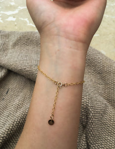 Initial Garnet 14k gold filled bracelet