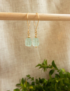 Aquamarine crystal gold filled earrings